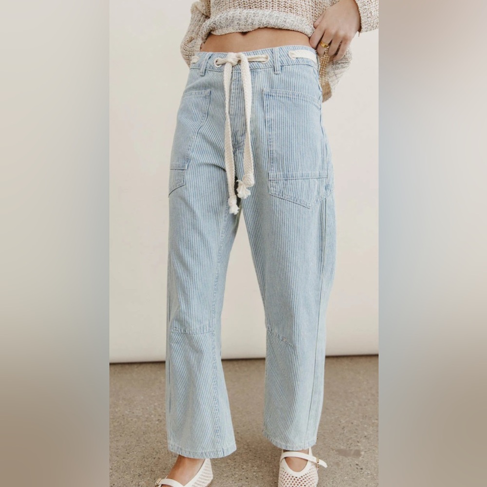 BOHME Pinstripe Barrel Jeans